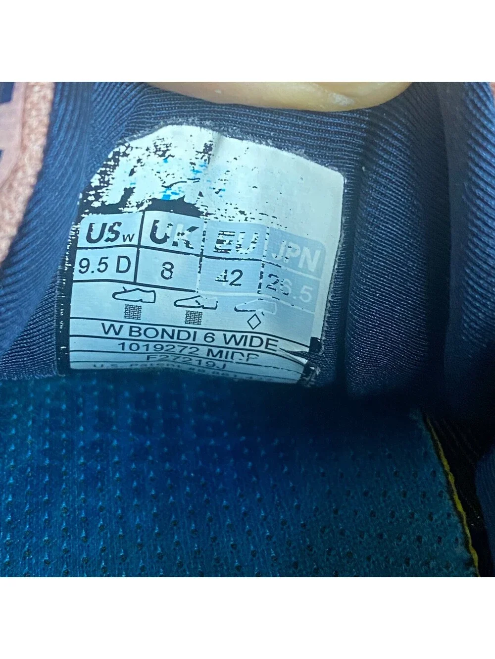 Hoka One One Bondi 6 Wide Running Shoes Womens Size 9.5 D Blue 1019272 MIDP